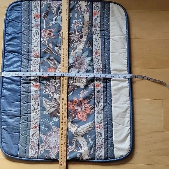 Floral Blue and Cream Quilted Pillow Shams, Full/Queen. - Picture 1 of 2